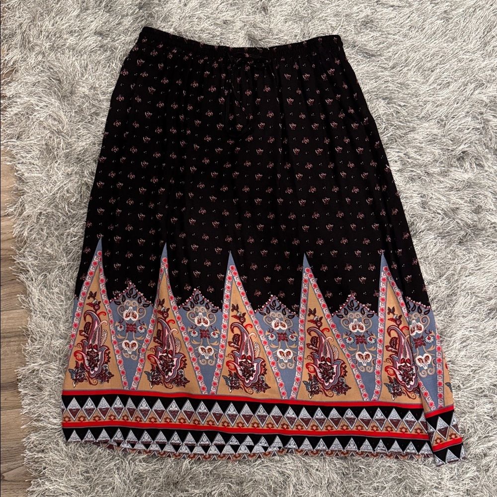 Bohemian Black and Multicolor Maxi Skirt
